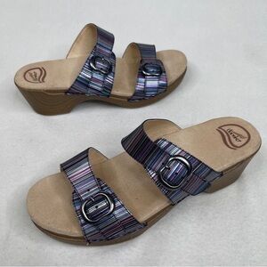 Dansko Sophie Sandals Metallic Stripe Size 42